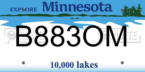 B883OM Minnesota License Plate