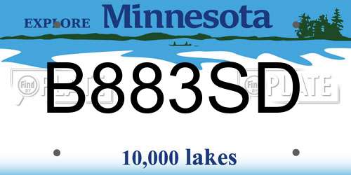B883SD Minnesota License Plate