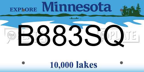 B883SQ Minnesota License Plate