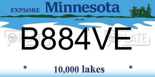B884VE Minnesota License Plate