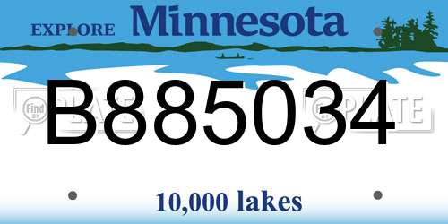 B885034 Minnesota License Plate