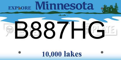 B887HG Minnesota License Plate