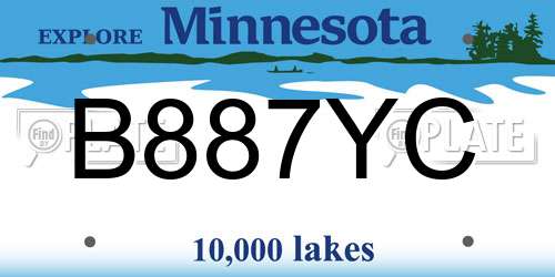 B887YC Minnesota License Plate