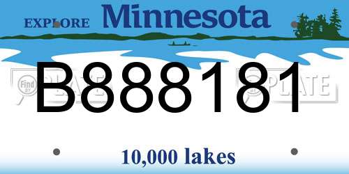 B888181 Minnesota License Plate