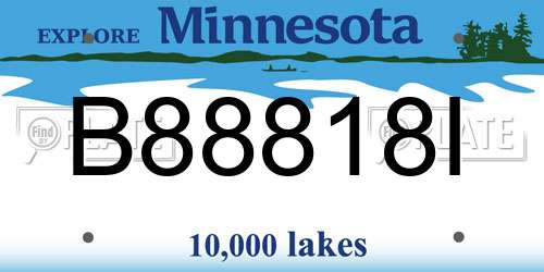 B88818I Minnesota License Plate