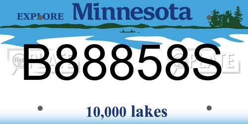 B88858S Minnesota License Plate