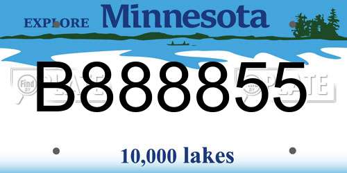 B888855 Minnesota License Plate