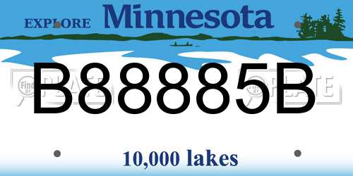 B88885B Minnesota License Plate