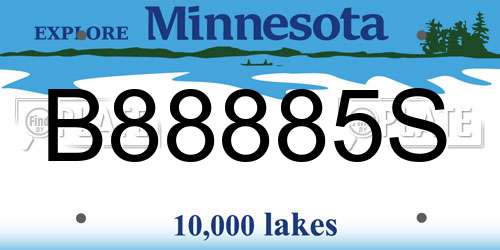 B88885S Minnesota License Plate