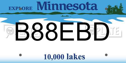 B88EBD Minnesota License Plate