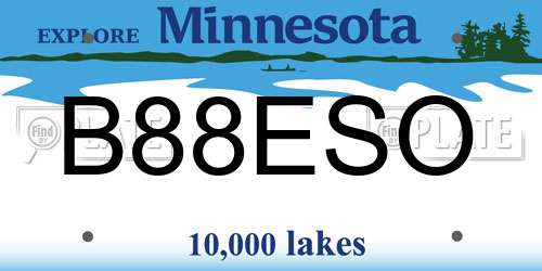 B88ESO Minnesota License Plate