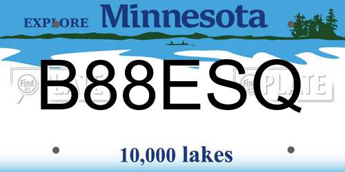 B88ESQ Minnesota License Plate