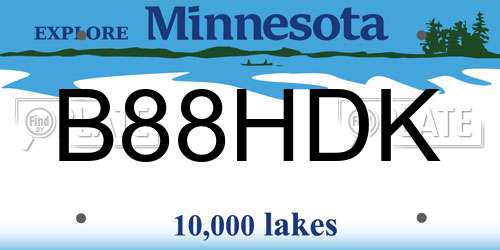 B88HDK Minnesota License Plate