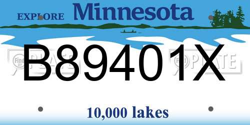 B89401X Minnesota License Plate