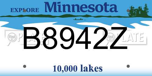 B8942Z Minnesota License Plate