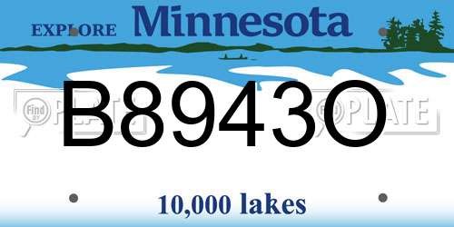 B8943O Minnesota License Plate