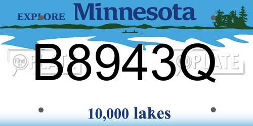 B8943Q Minnesota License Plate