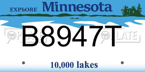 B8947T Minnesota License Plate