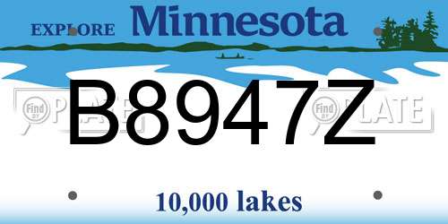 B8947Z Minnesota License Plate