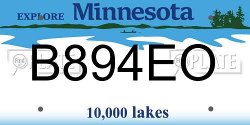 B894EO Minnesota License Plate