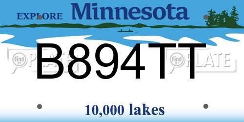 B894TT Minnesota License Plate