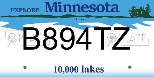 B894TZ Minnesota License Plate