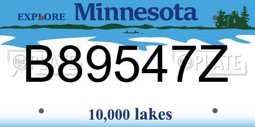 B89547Z Minnesota License Plate