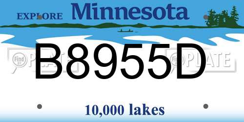 B8955D Minnesota License Plate