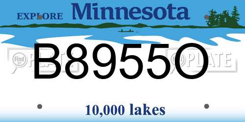 B8955O Minnesota License Plate