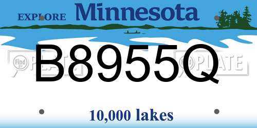 B8955Q Minnesota License Plate