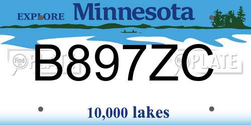 B897ZC Minnesota License Plate