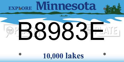 B8983E Minnesota License Plate