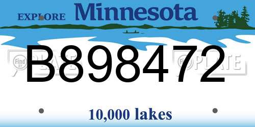 B898472 Minnesota License Plate