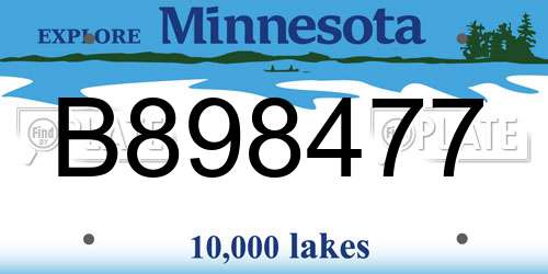 B898477 Minnesota License Plate