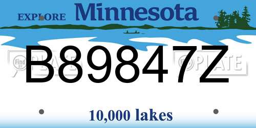 B89847Z Minnesota License Plate