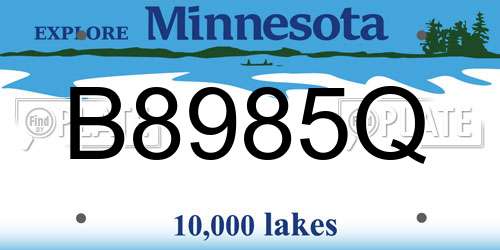 B8985Q Minnesota License Plate