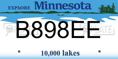 B898EE Minnesota License Plate