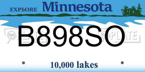 B898SO Minnesota License Plate