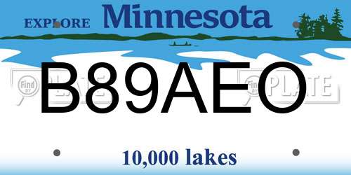 B89AEO Minnesota License Plate