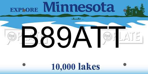 B89ATT Minnesota License Plate