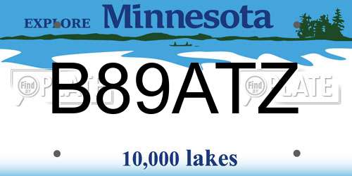 B89ATZ Minnesota License Plate