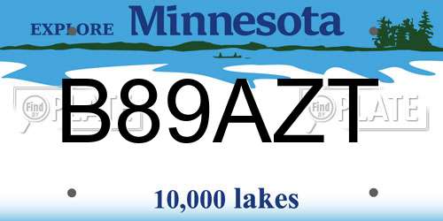 B89AZT Minnesota License Plate