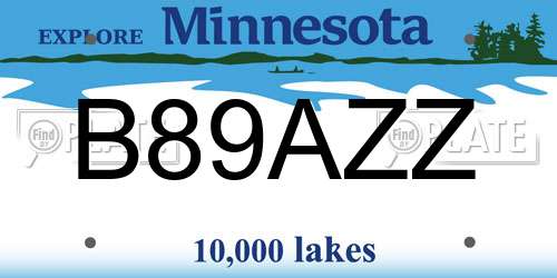 B89AZZ Minnesota License Plate