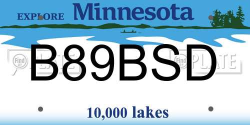 B89BSD Minnesota License Plate