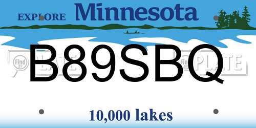 B89SBQ Minnesota License Plate