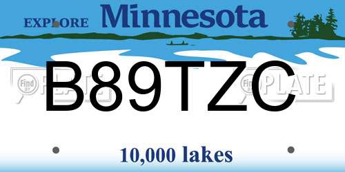 B89TZC Minnesota License Plate