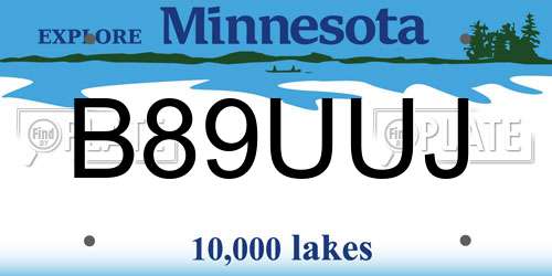 B89UUJ Minnesota License Plate
