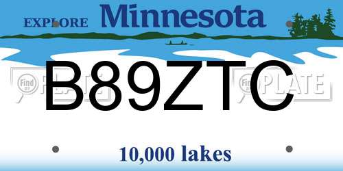B89ZTC Minnesota License Plate