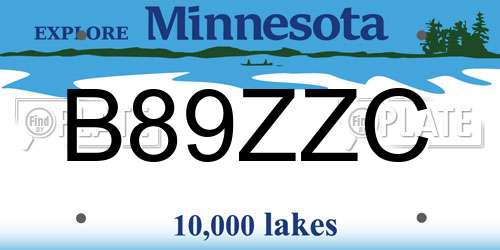 B89ZZC Minnesota License Plate