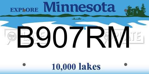 B907RM Minnesota License Plate